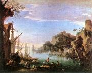 ROSA, Salvator Harbour with Ruins af oil painting picture wholesale